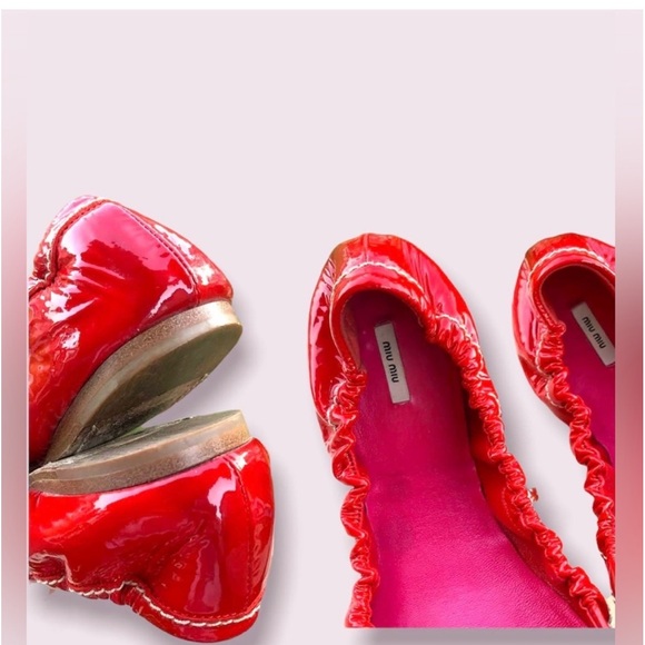 Miu Miu Flats Red Patent Leather + Box - Picture 9 of 11